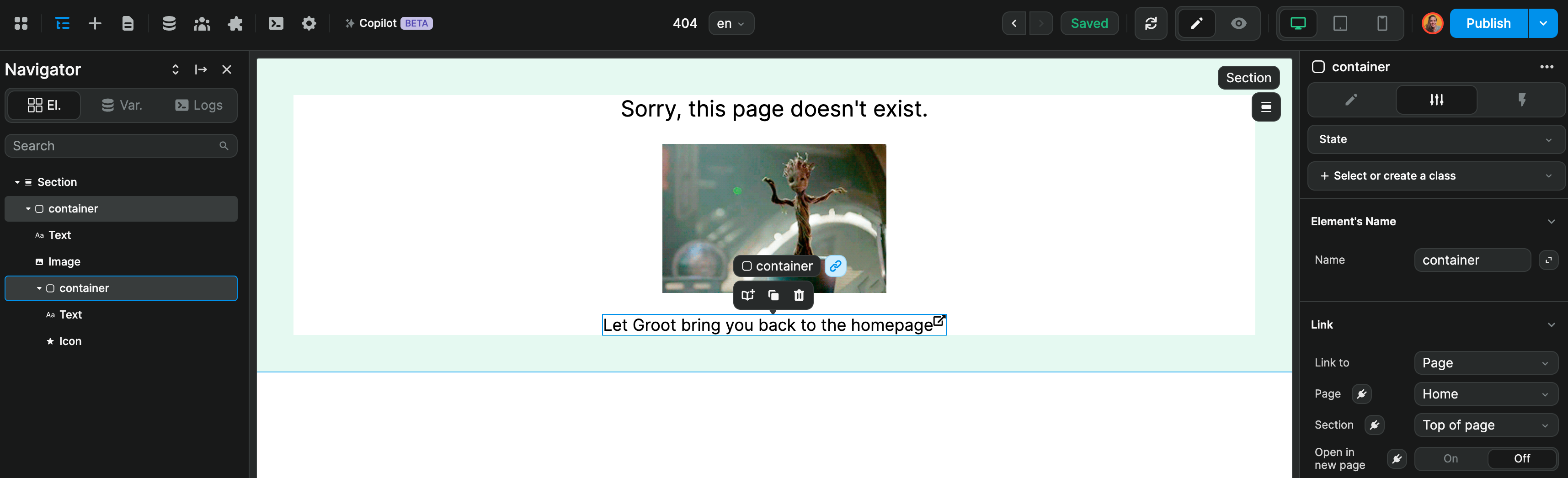 Custom 404 page