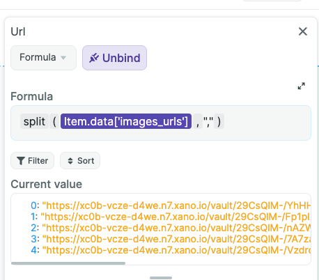 Formula to split the URLs