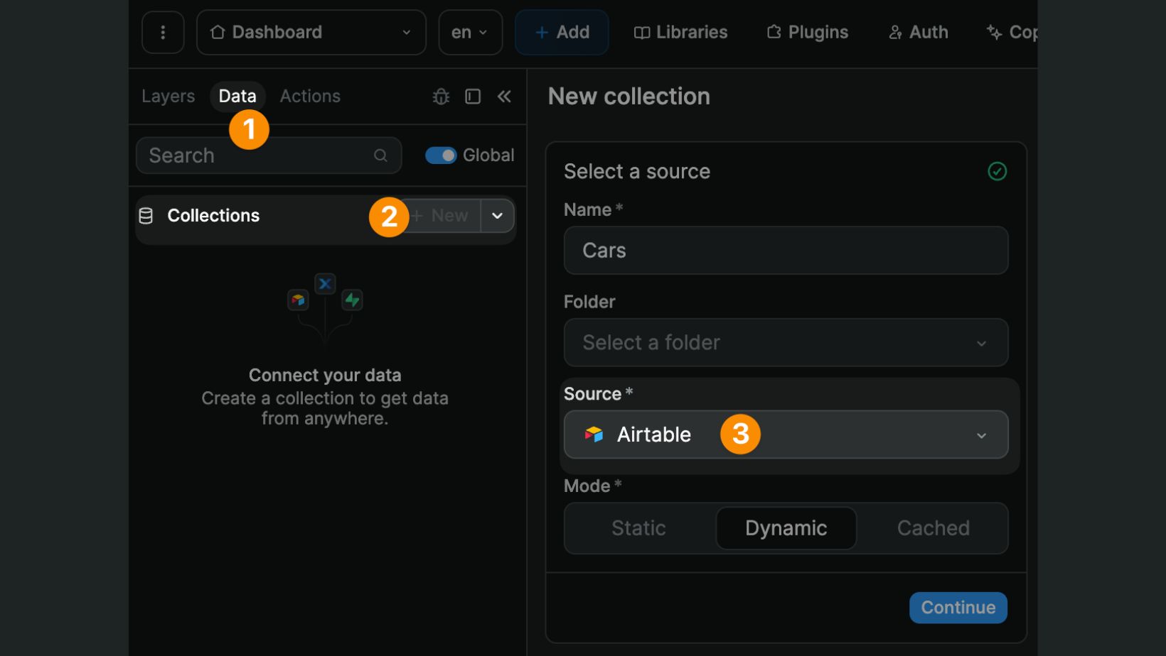 Select Airtable as a data source