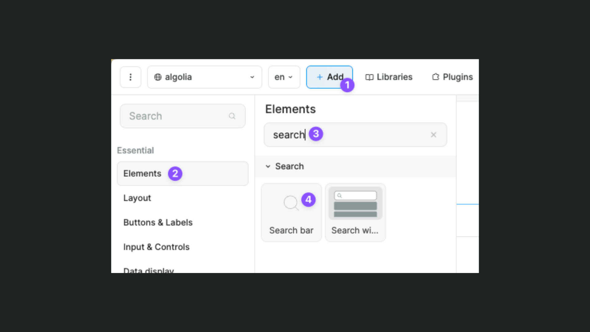 Search input element in WeWeb