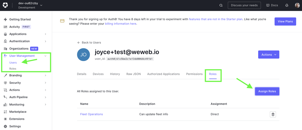 Assign roles to users in Auth0