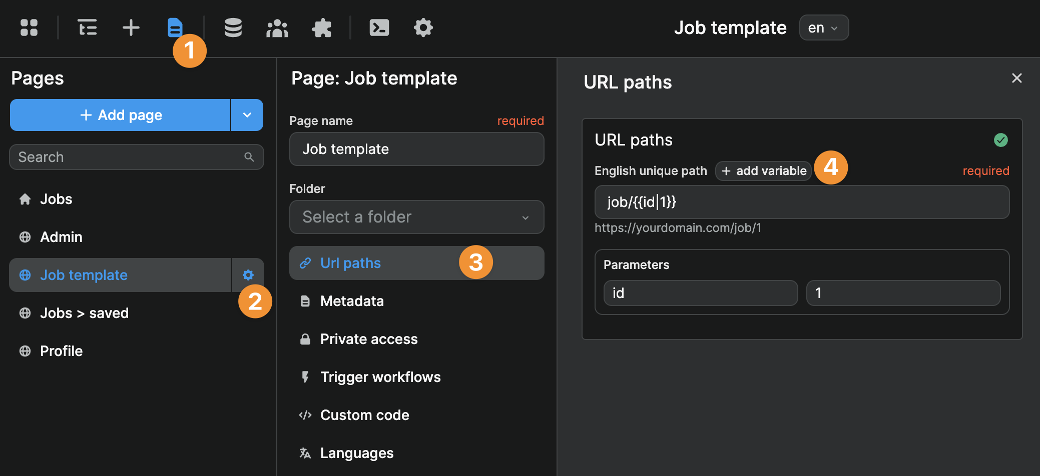 Adding parameter to page URL