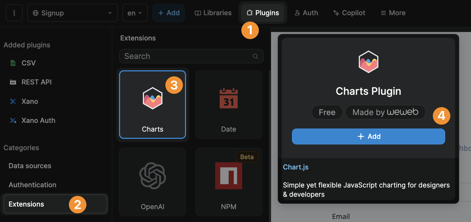 Adding the Chart extension