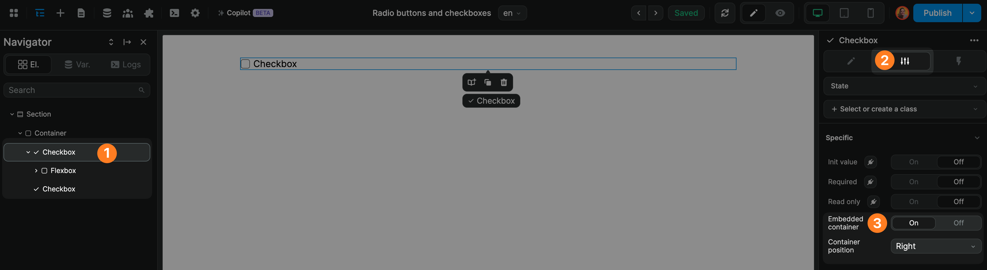 Checkbox with or without text