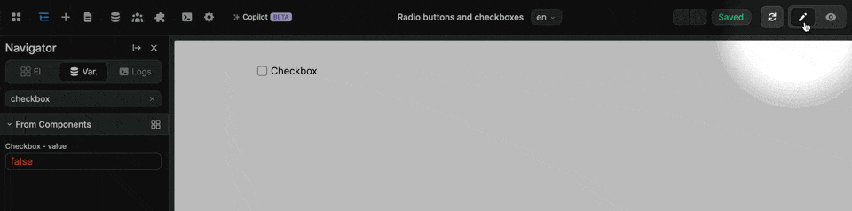 Checkbox component variable