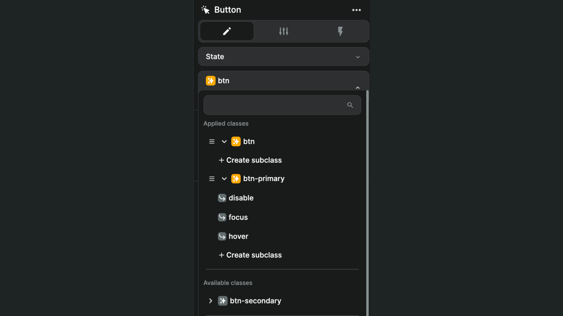 Multiple classes and subclasses for states