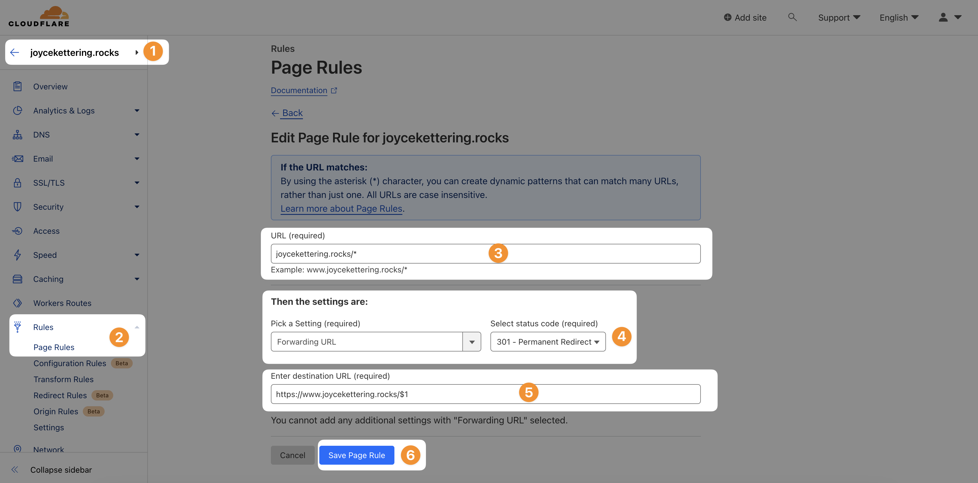 Setup root domain redirection in Cloudflare