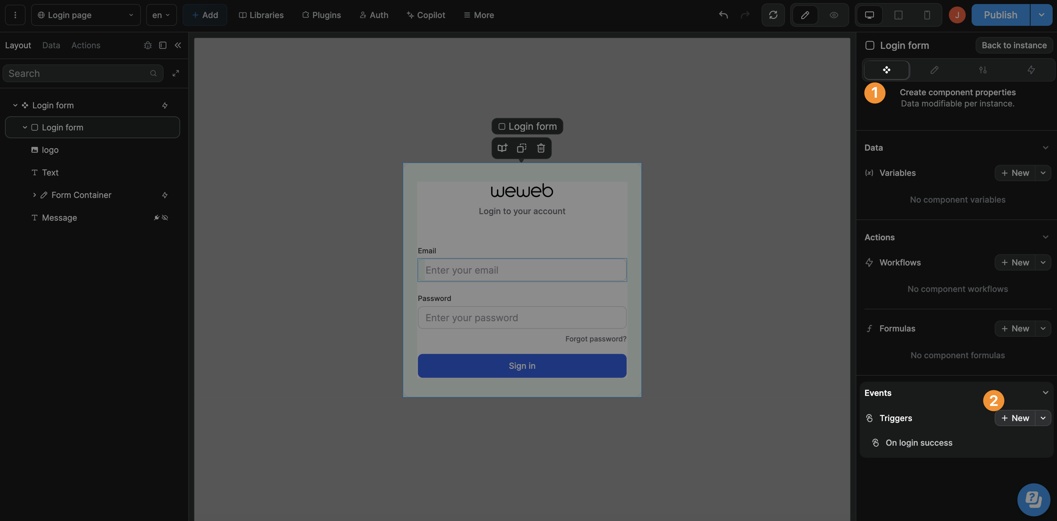 Create a component event