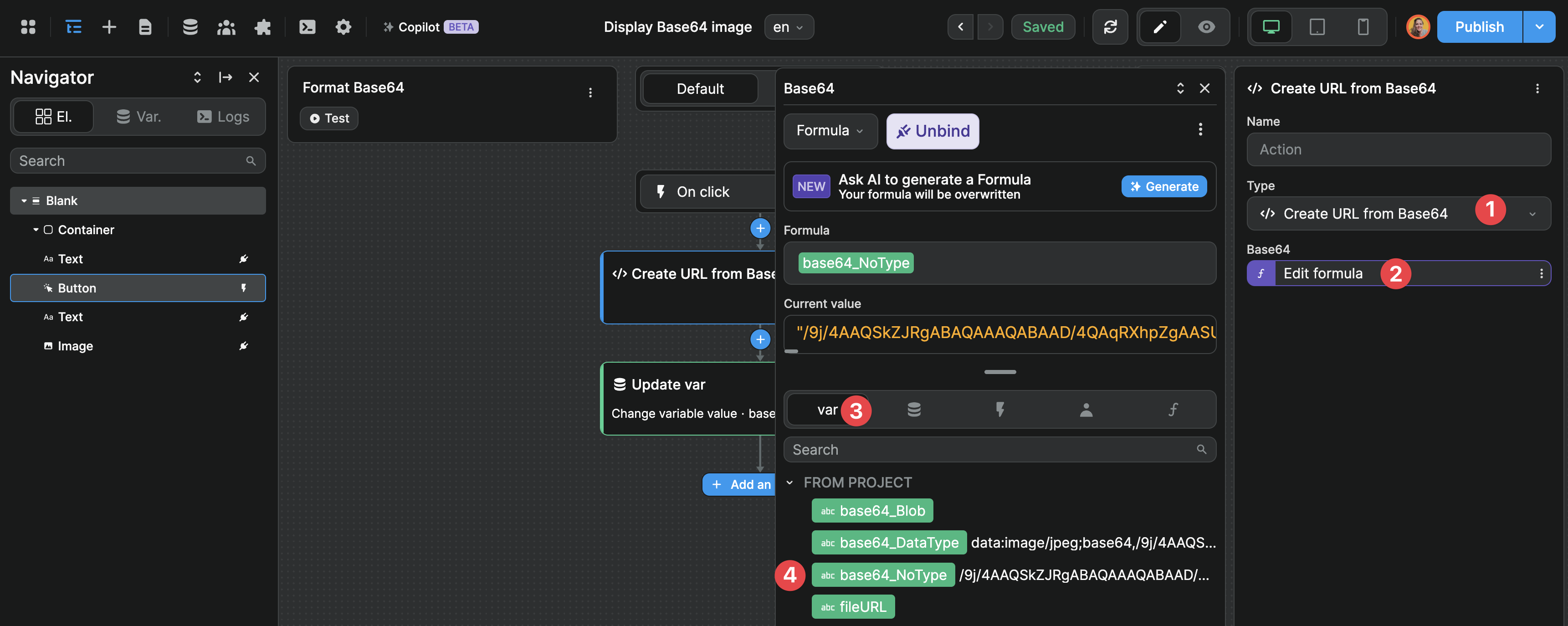 Workflow action to create an object URL from Base64