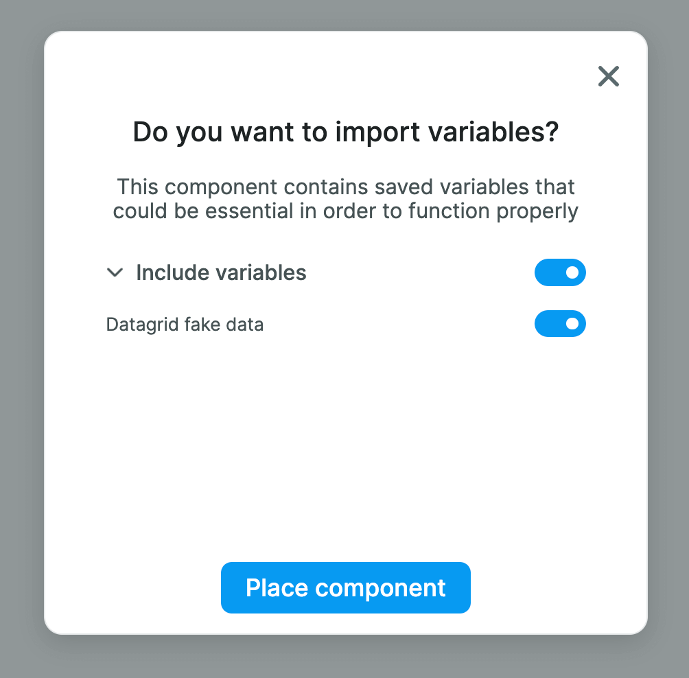 Option to import variables with the data grid