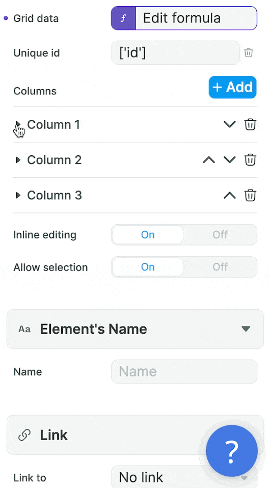 Mapping data grid columns to database fields