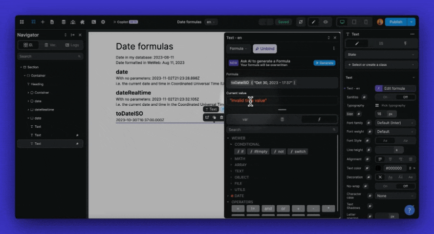 Realtime date formula