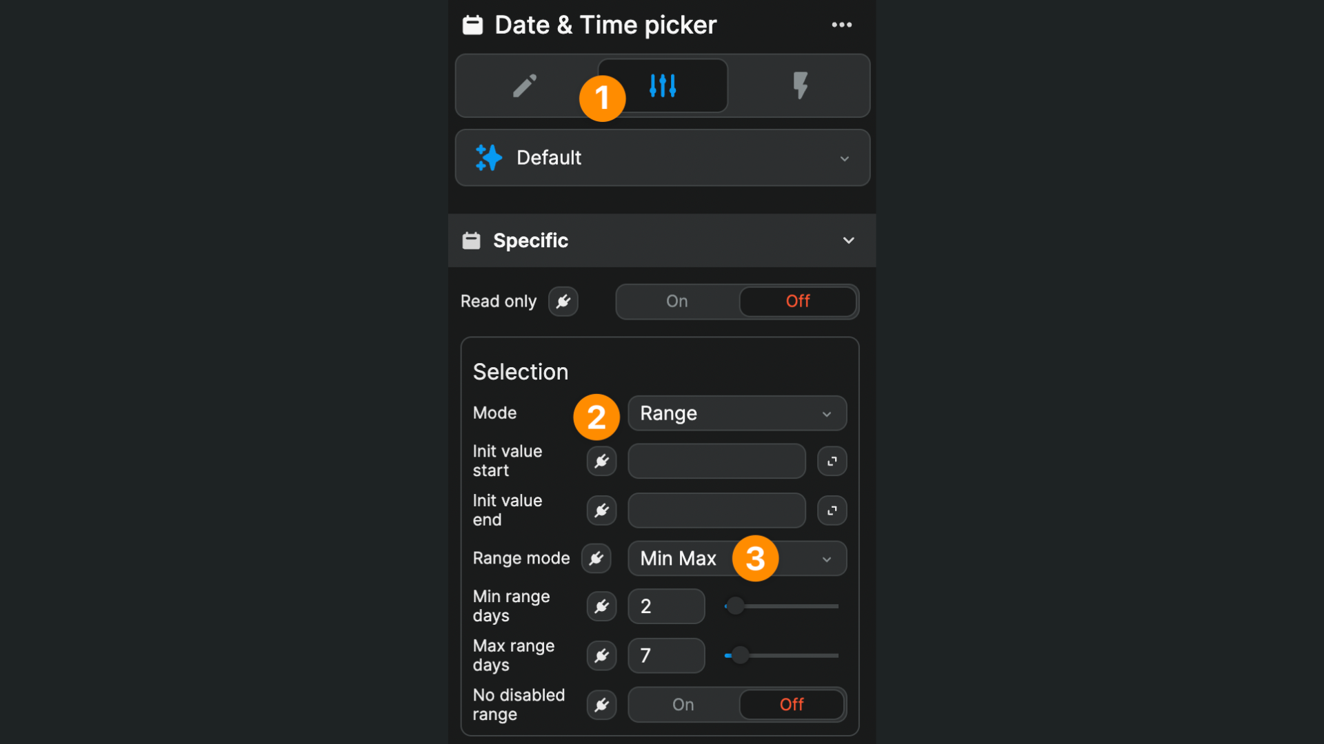 Min max in Range mode