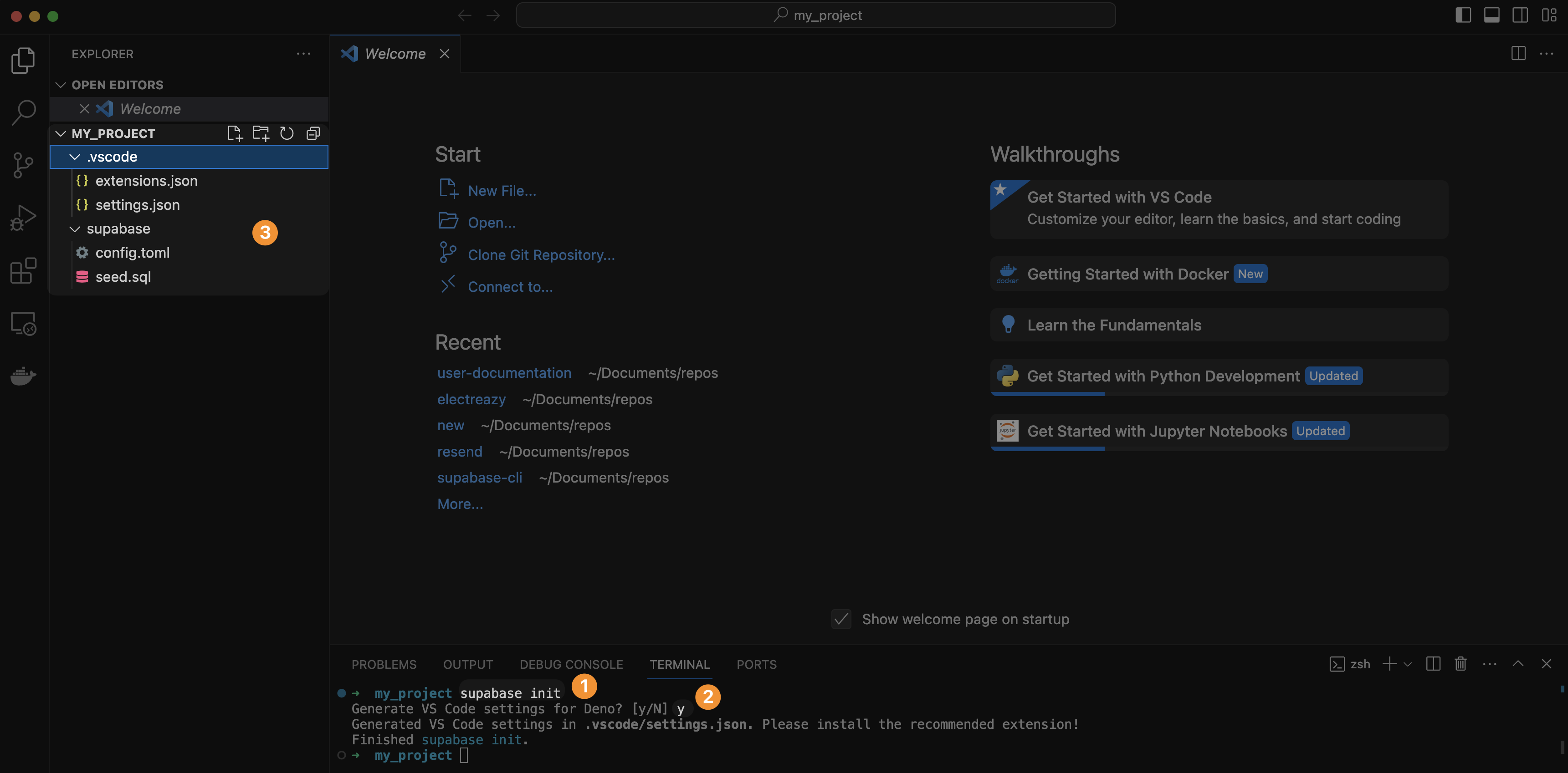 Initialize Supabase locally