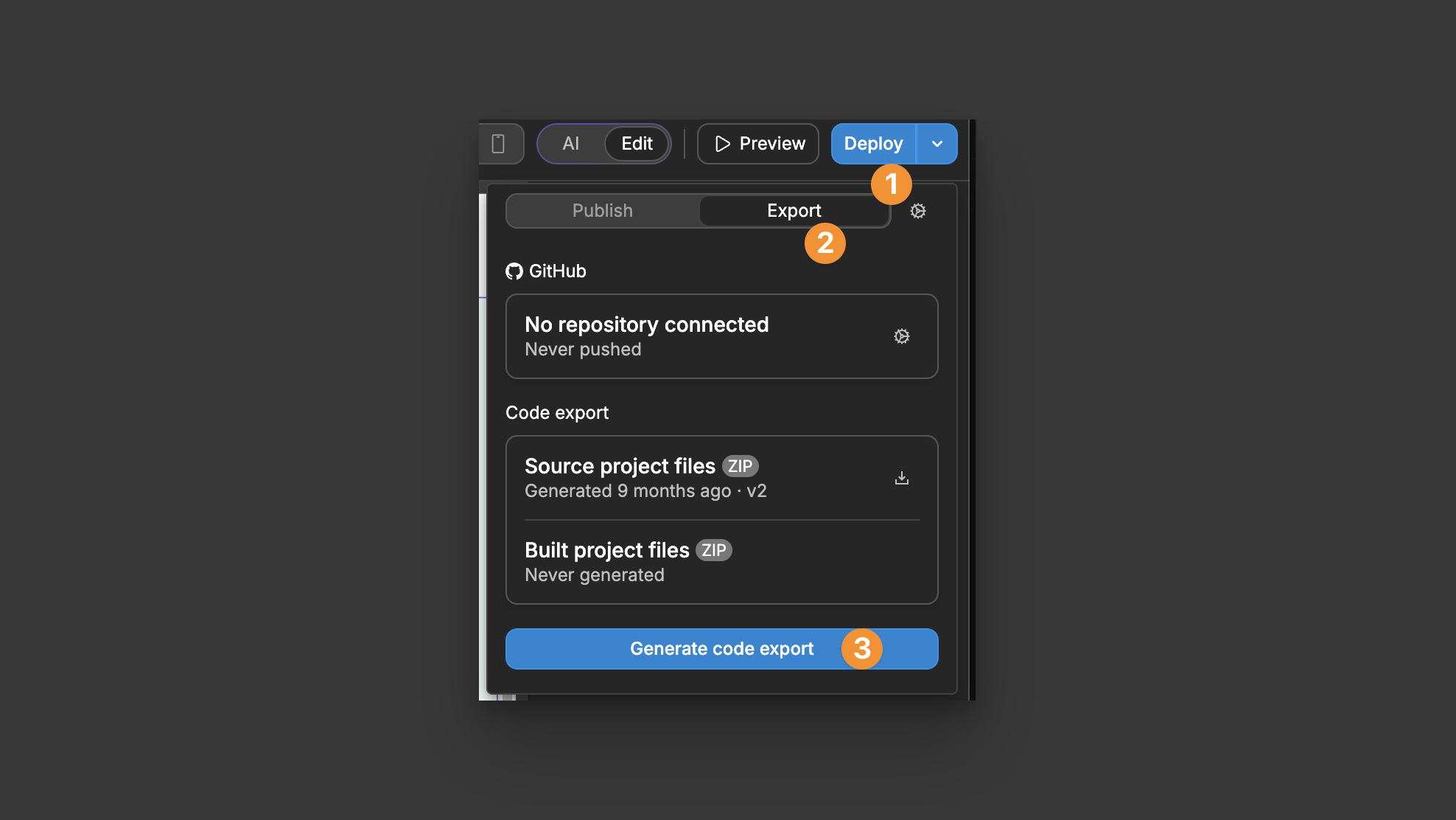 How to generate a code export in WeWeb