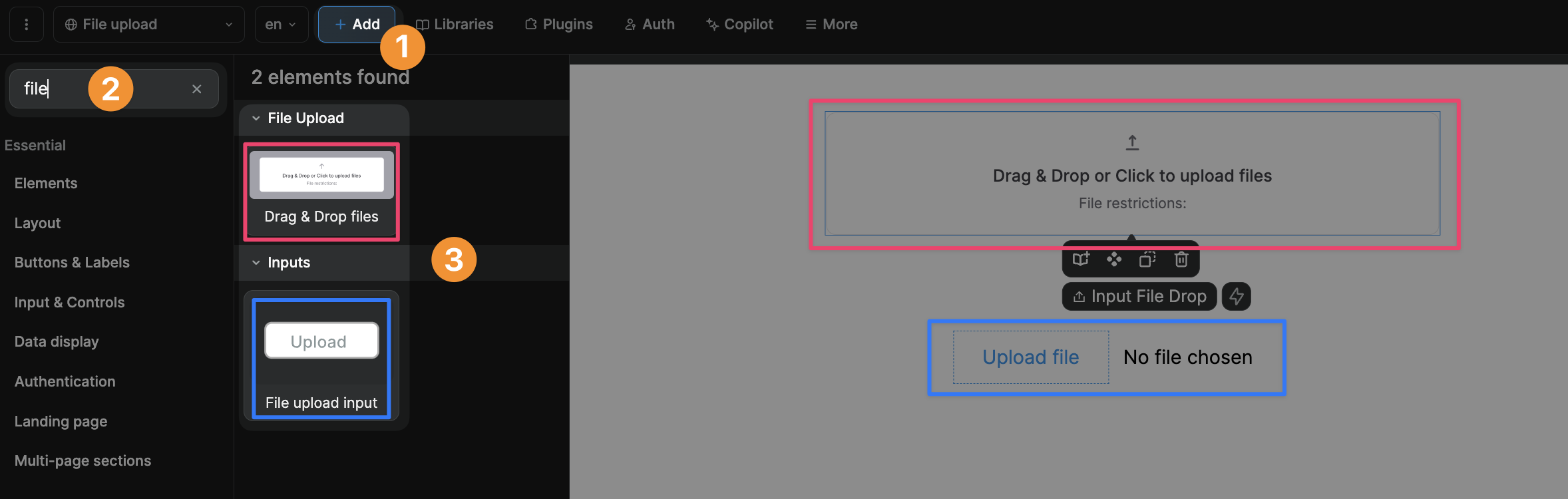 File upload elements