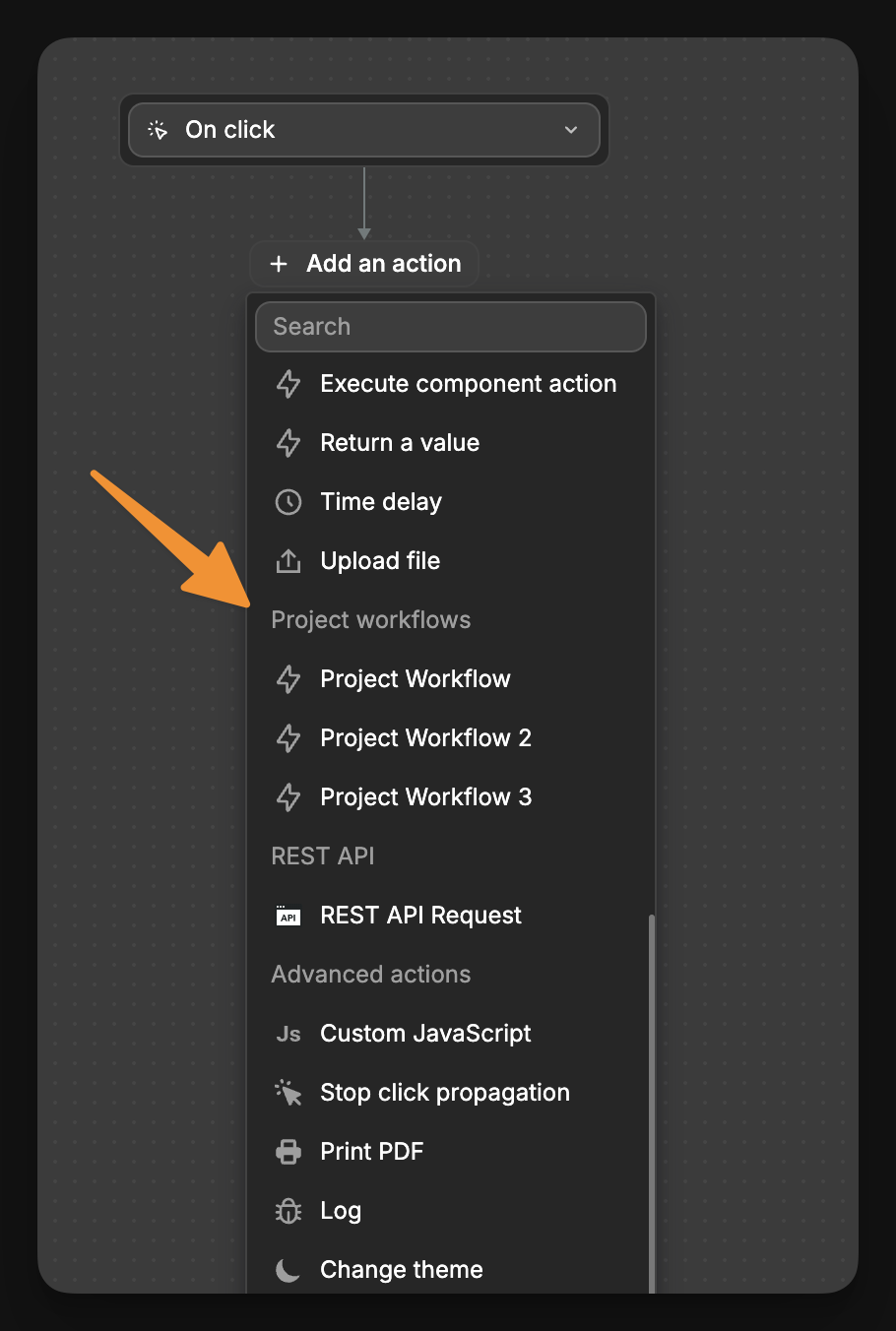 Project workflows section