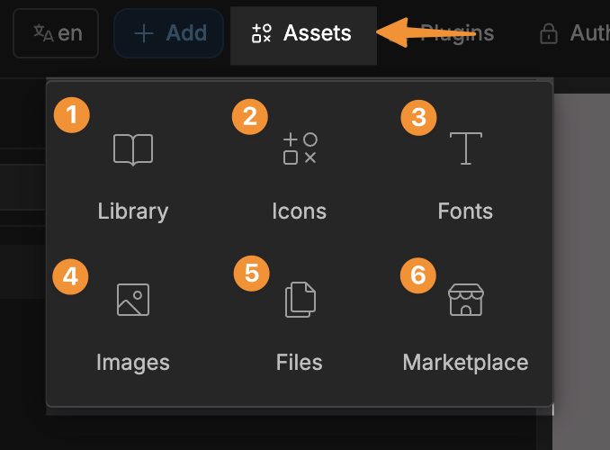 Asset panel