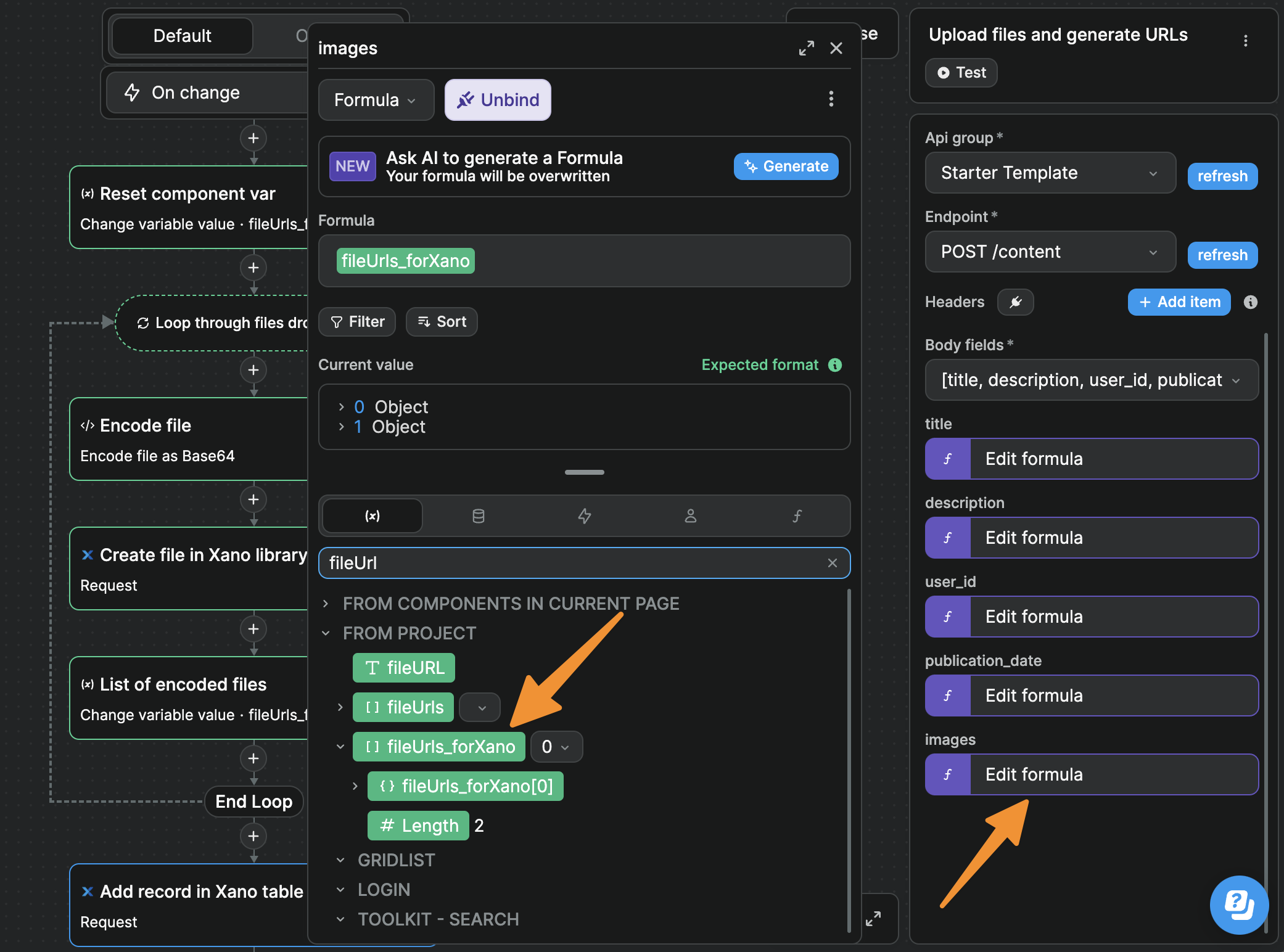 Create record in Xano