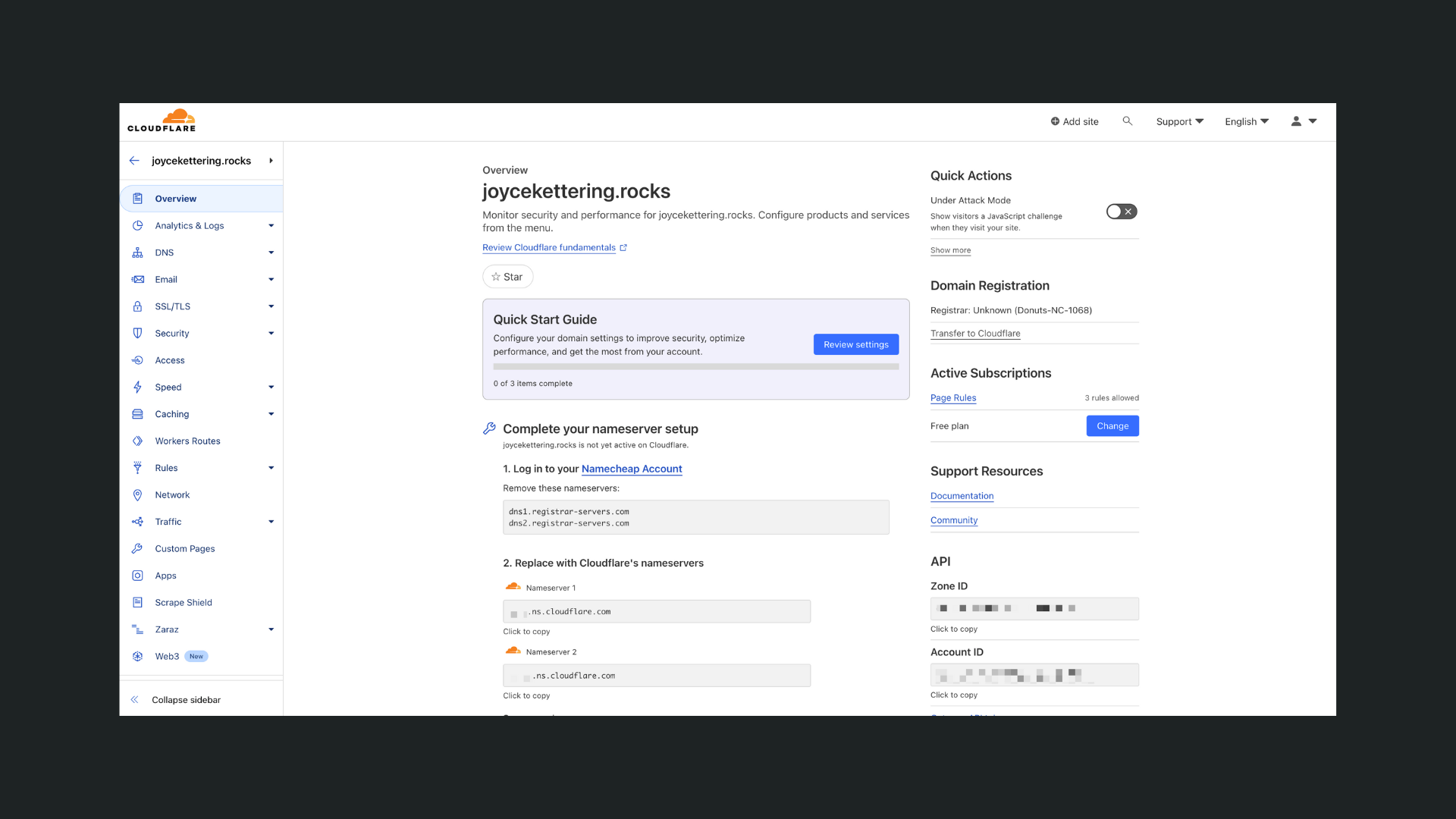 Add a site to Cloudflare