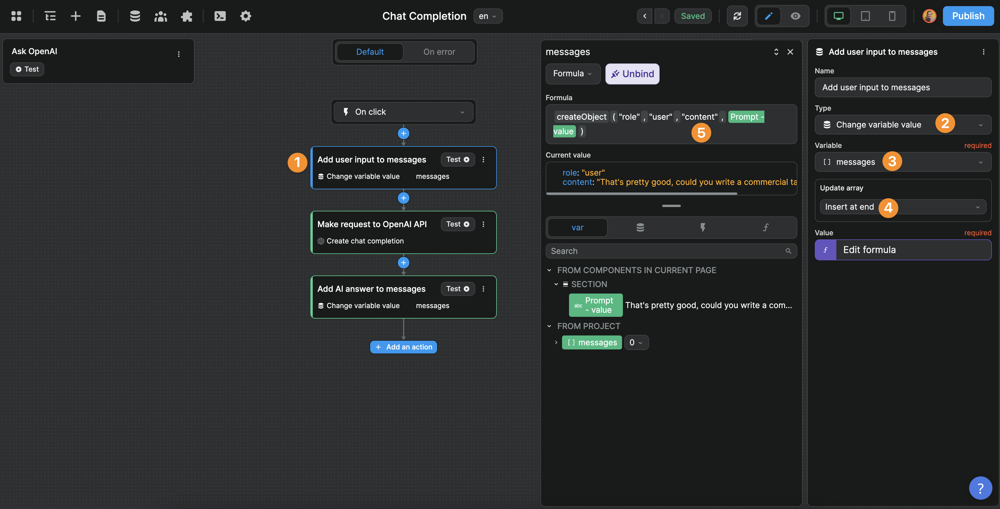 Chat completion step 1