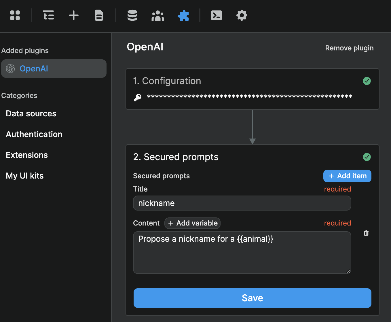 Secured prompt in OpenAI plugin
