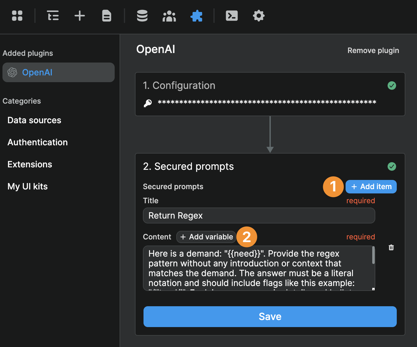 OpenAI secure prompts in WeWeb