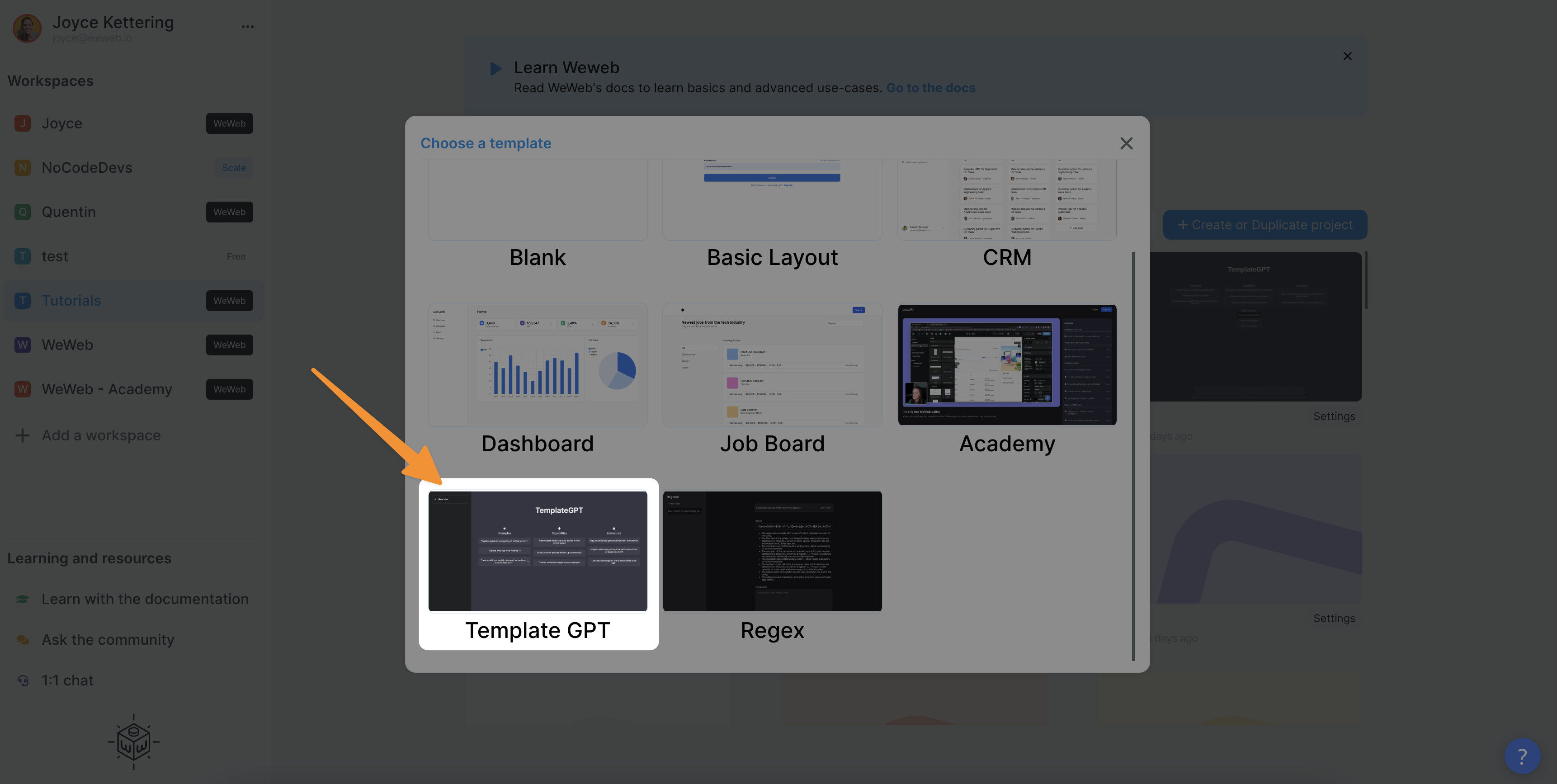 chatGPT clone made in WeWeb