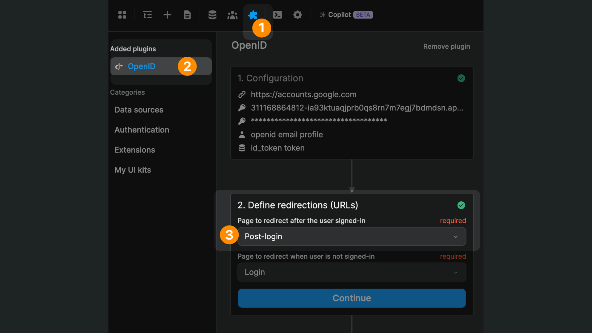 Authorized redirect URIs