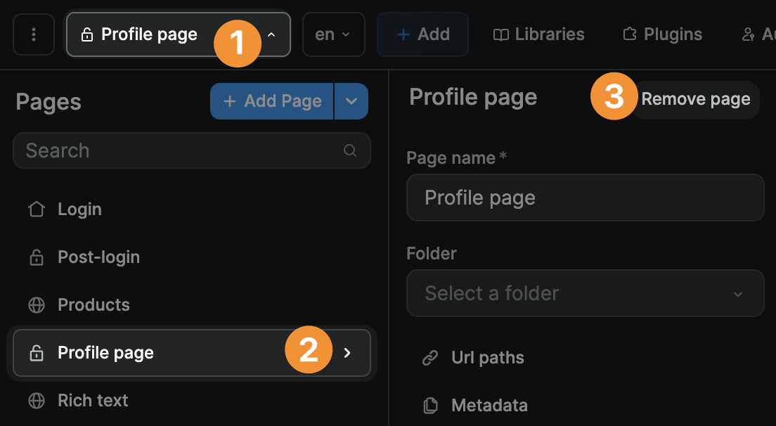 Delete a page from your WeWeb app
