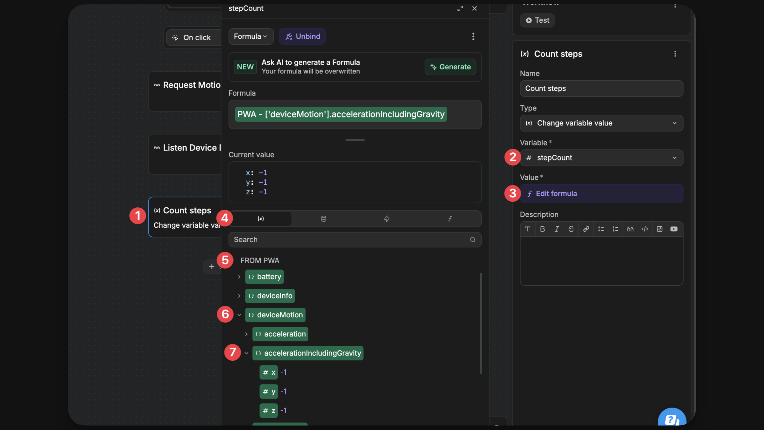 From PWA section variables