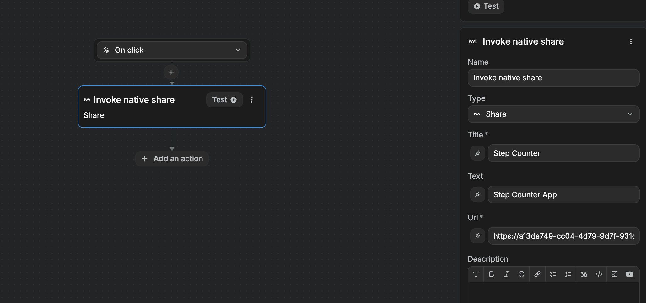 Share action properties