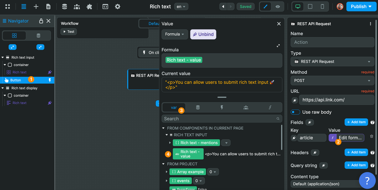 Display rich text variable