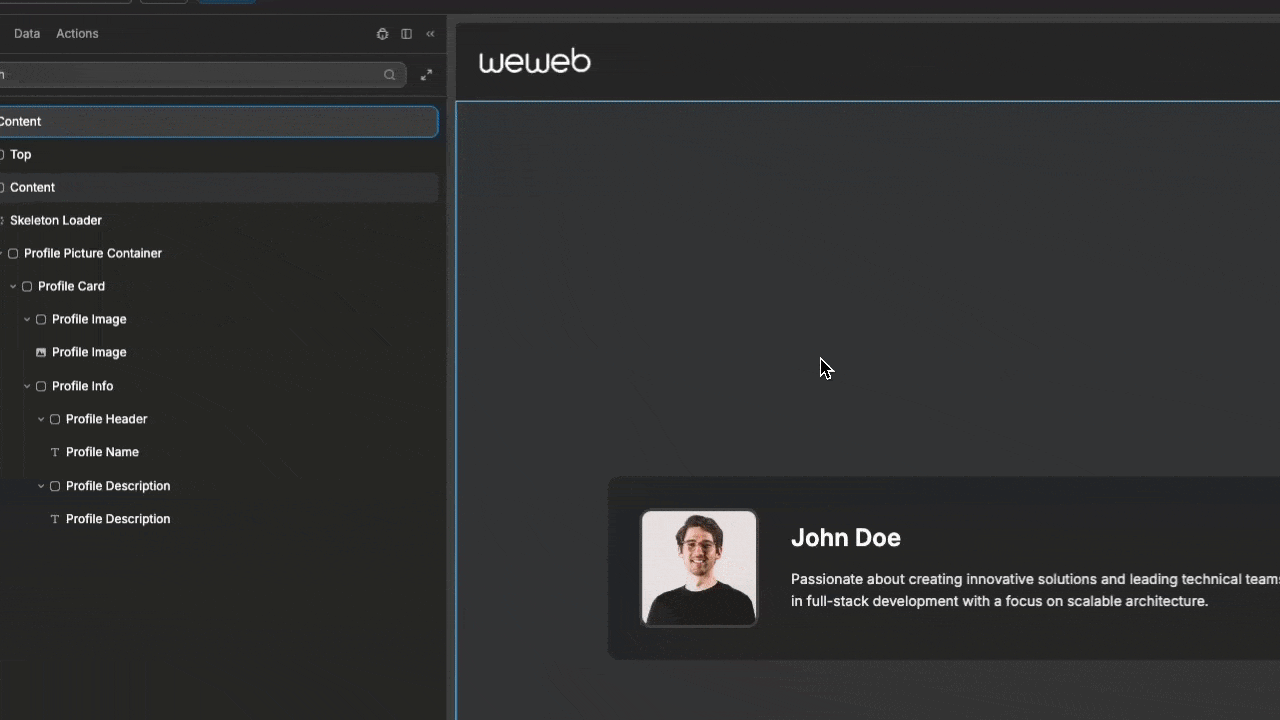 Skeleton loader covering content