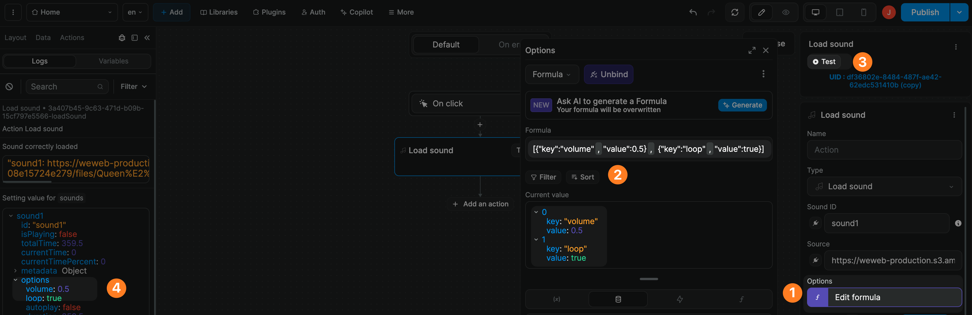 Sound options bound example