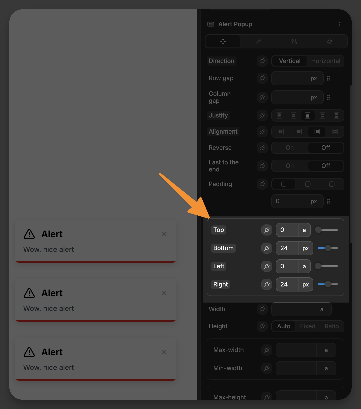 Example of stacked popups with positioning controls