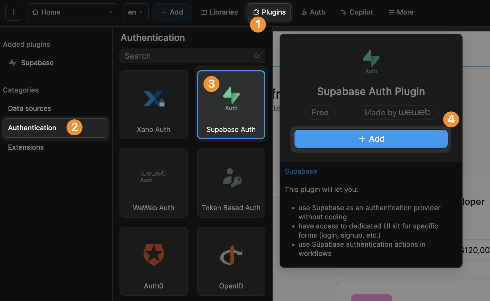 Supabase authentication plugin