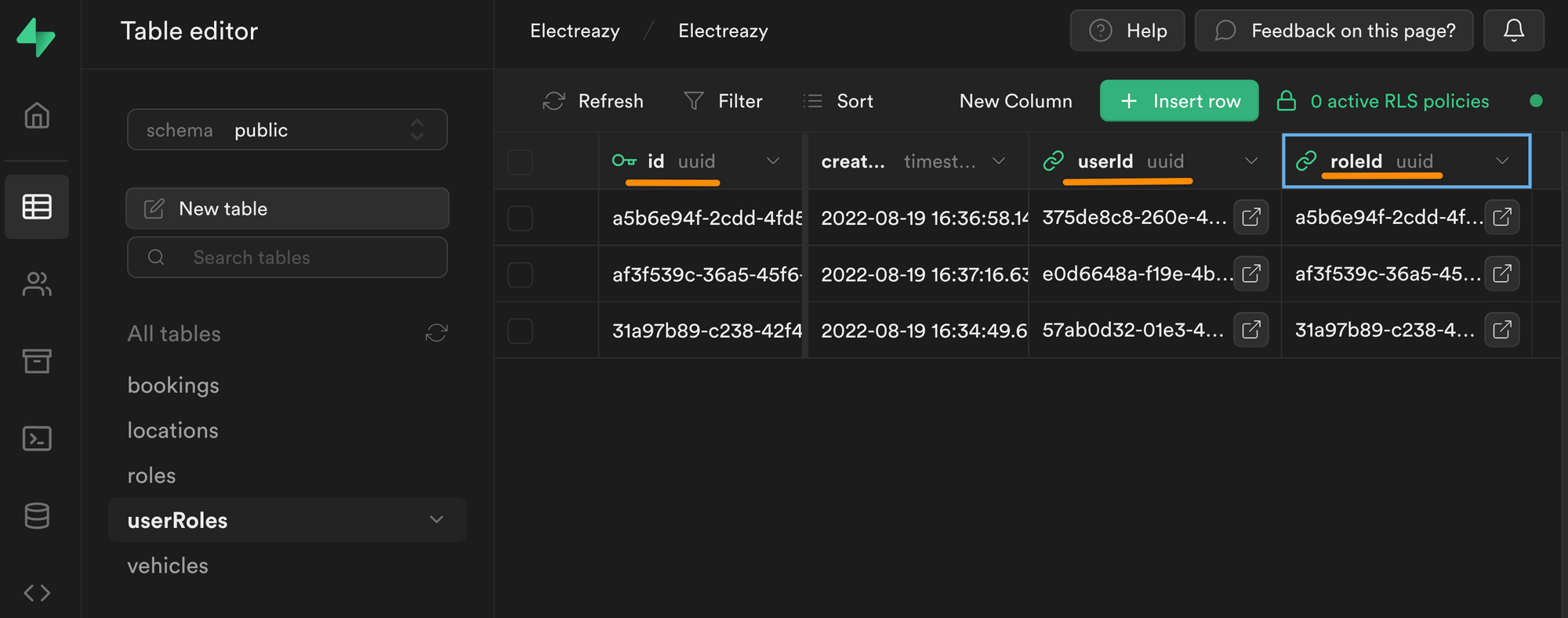 Join table with user roles in Supabase