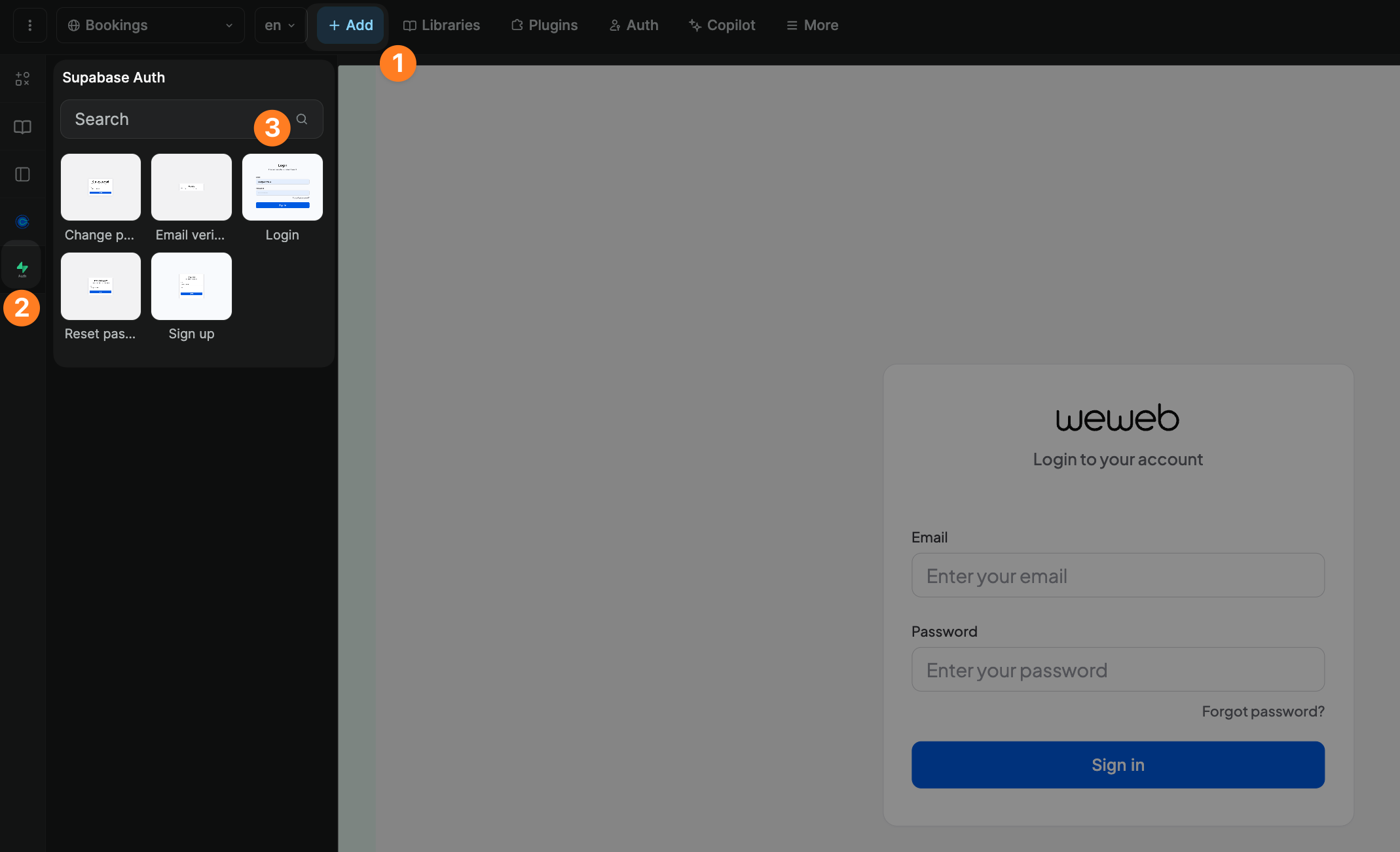 Supabase Auth UI elements