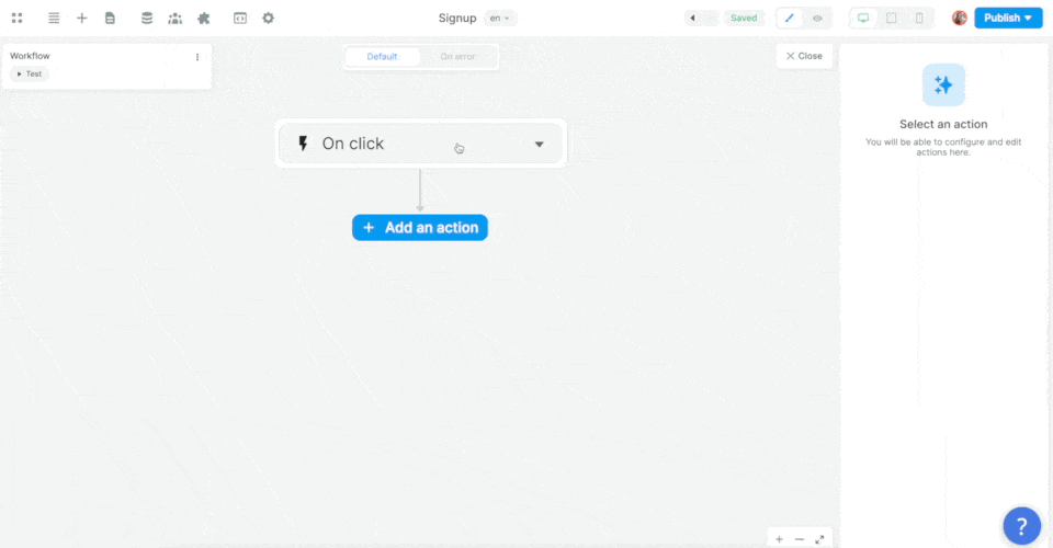 Supabase Auth sign up action