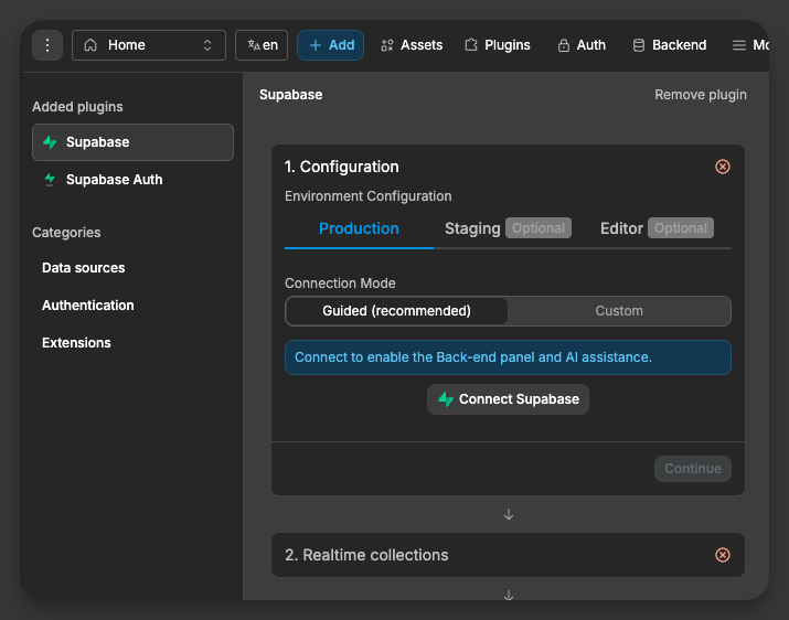 Project connection mode