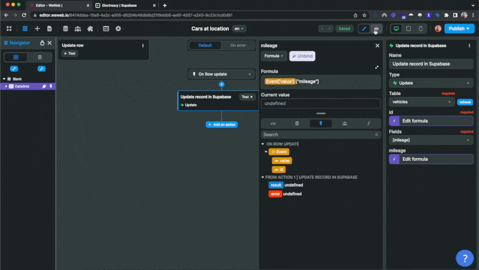 Datagrid Supabase update