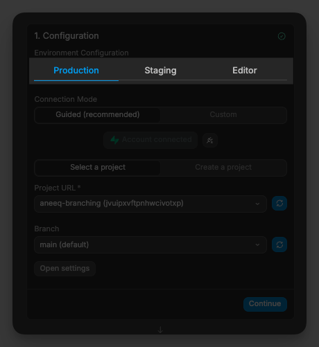 Supabase Environment Select