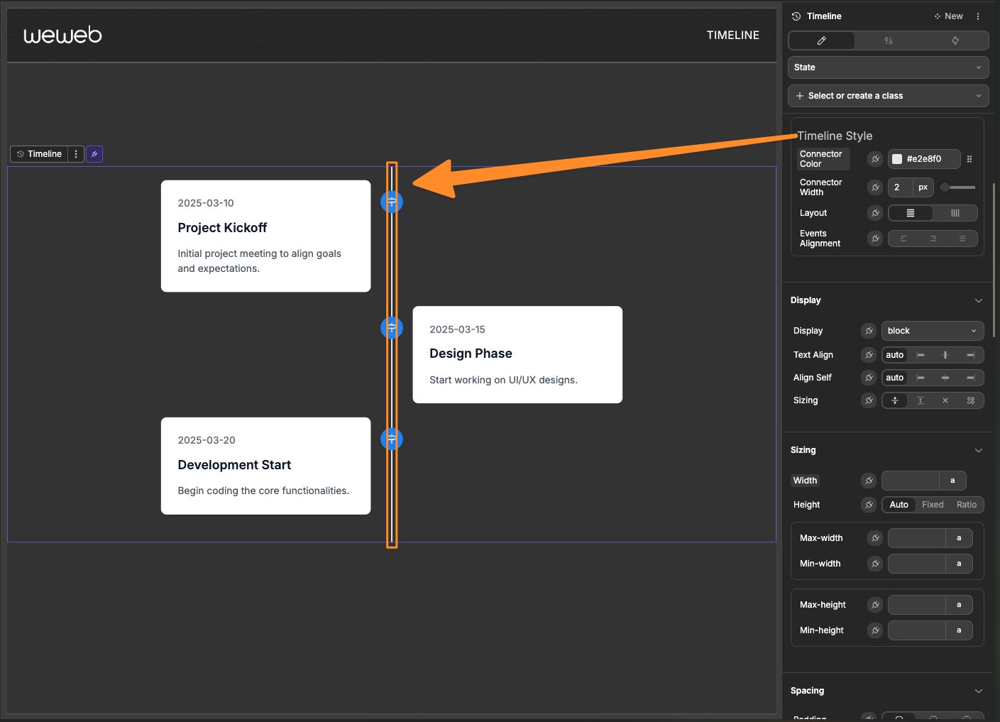 Timeline style options
