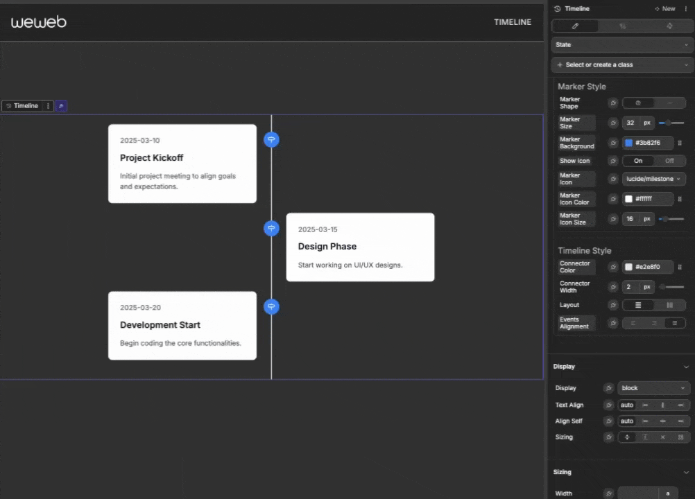 Timeline layouts: vertical and horizontal
