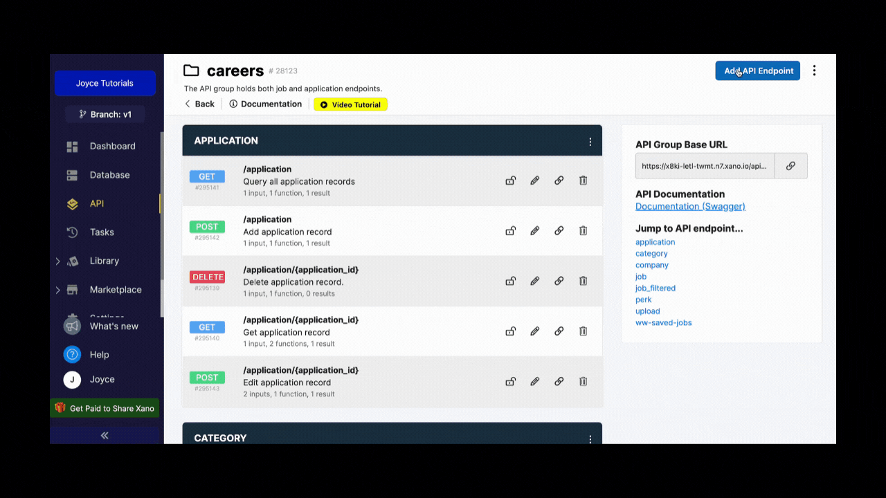 Authentication endpoints in Xano
