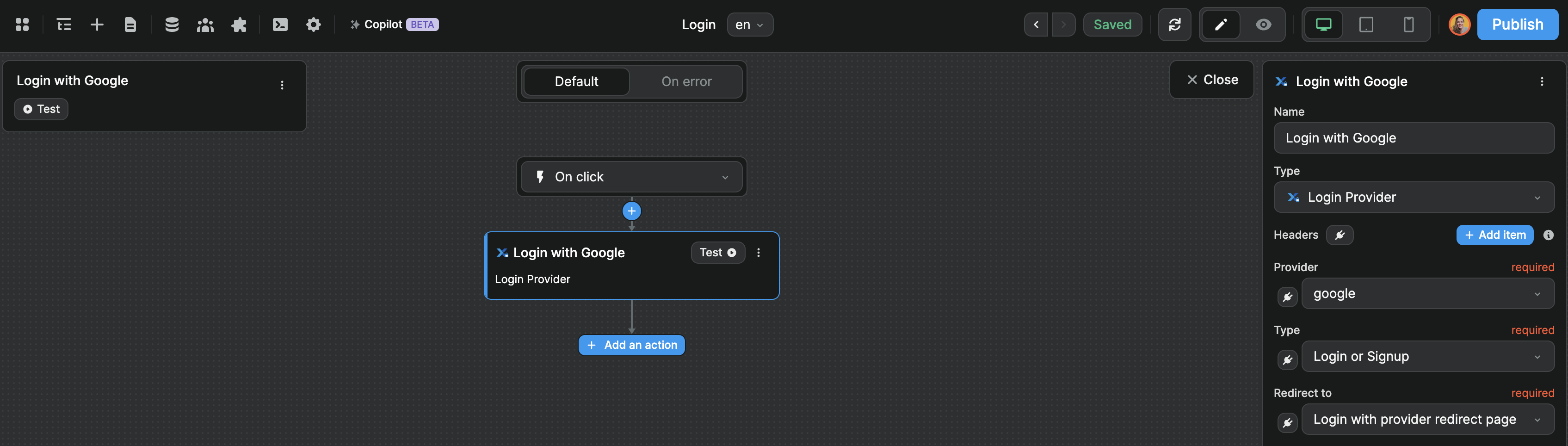 Login with provider workflow
