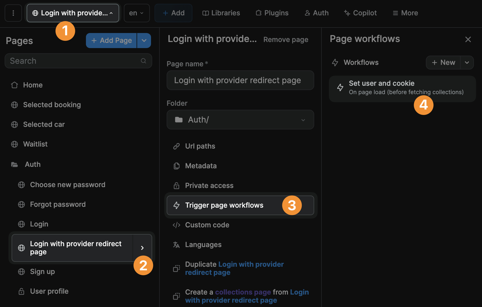 Workflow on page load