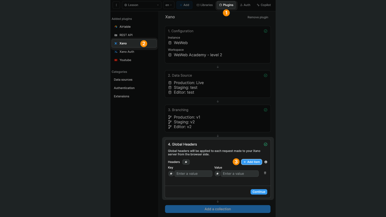 Custom headers in Xano data source plugin